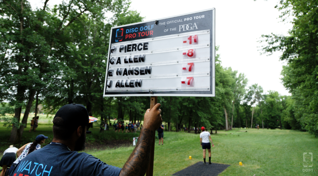 Disc Golf FPO leaderboard.