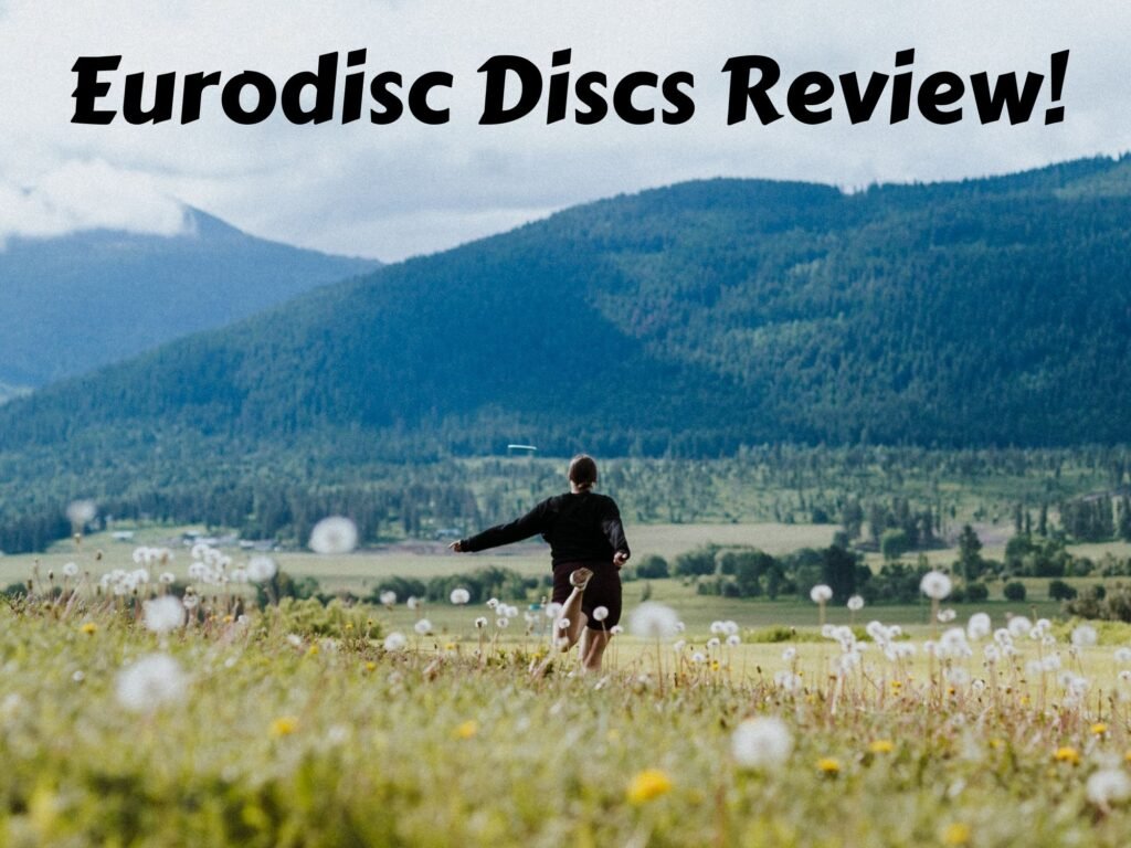 Woman throwing disc in a field of dandelions