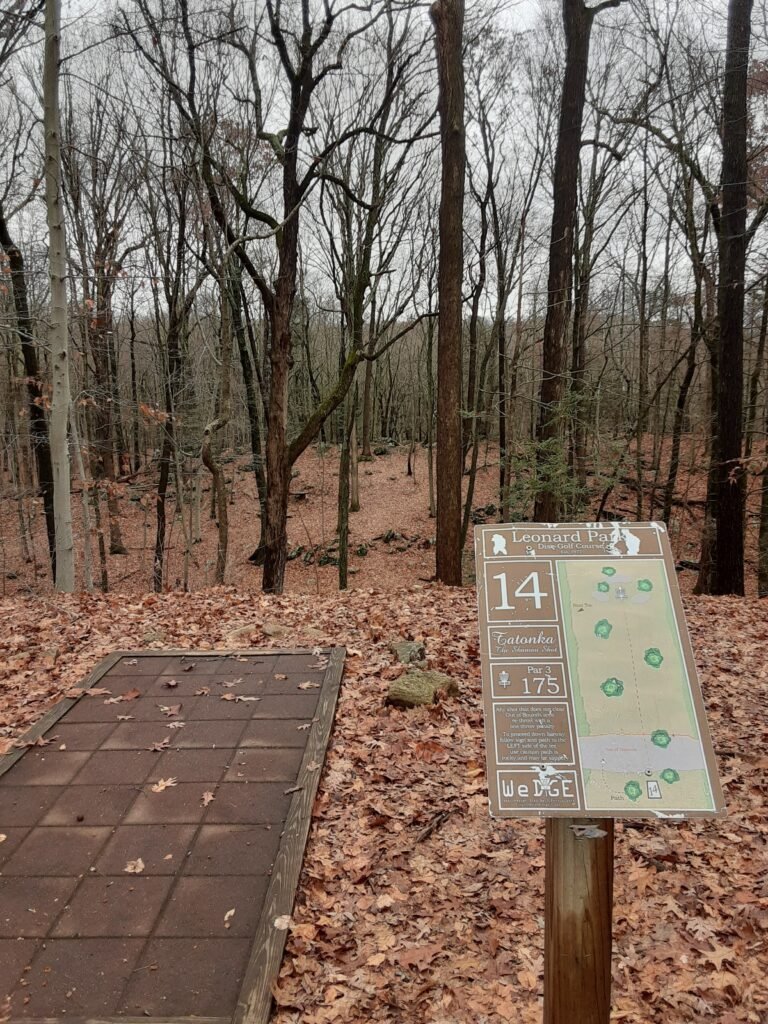 Hole 14 at Leonard Park Disc Golf Course
