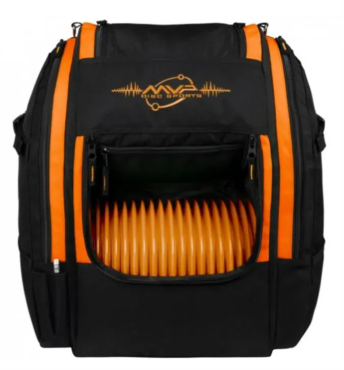 MVP Voyager Lite Disc Golf Bag with Orange trim and discs