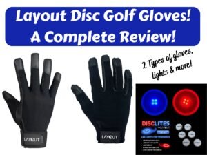 2 black disc golf gloves from Layout and their DiscLites.